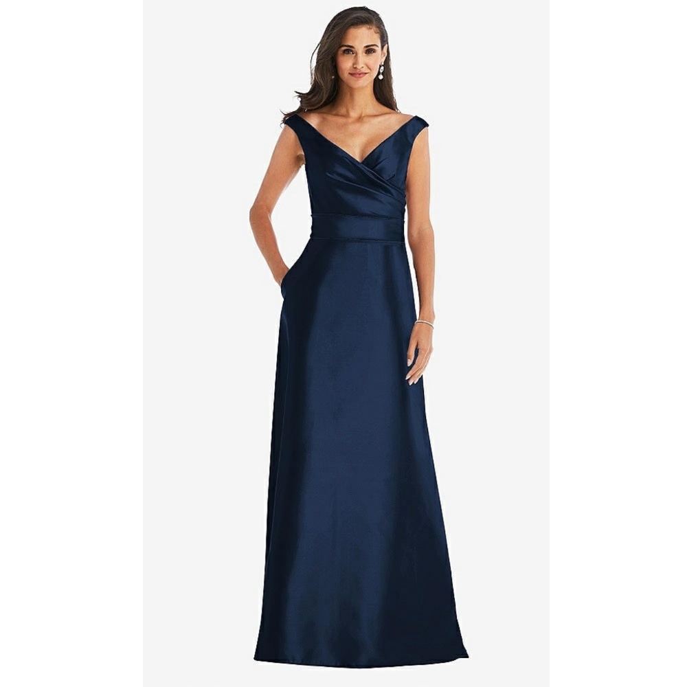 Alfred Sung: Off the Shoulder Satin Gown (NWT)